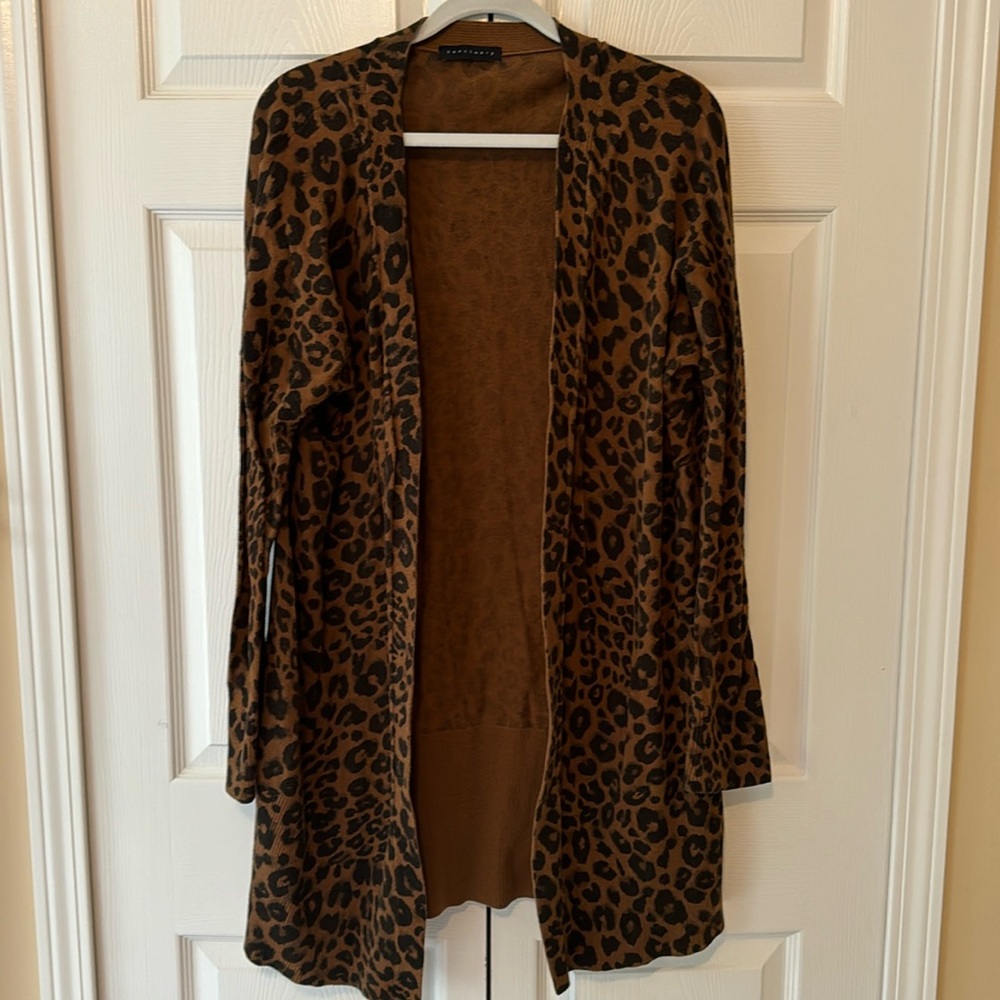Sanctuary Leopard print long cardigan brown black XL